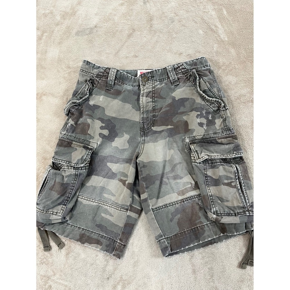 Mossimo Cargo Shorts Men Size 30(33) Camo Distressed Faded 11" Good
